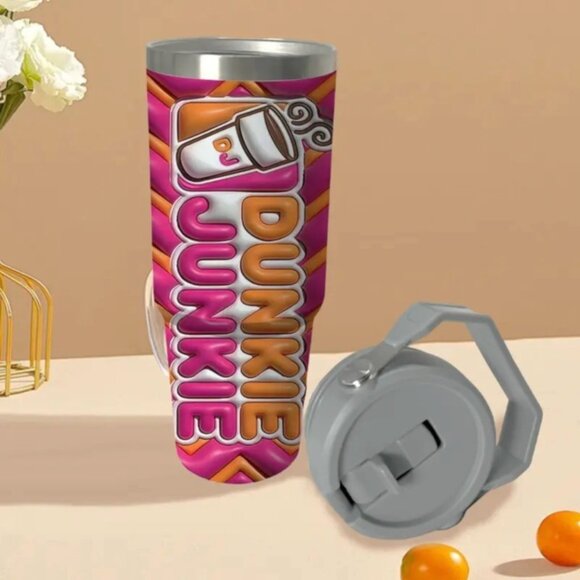 Dunkie Junkie Large 30oz Hot/Cold Travel Tumbler for Dunkin' Donuts Coffee Lover - Picture 7 of 8